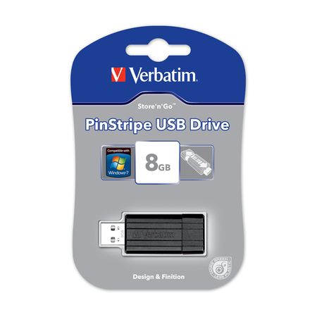 Pen Drive Verbatim 8GB PinStripe USB Preto 49062